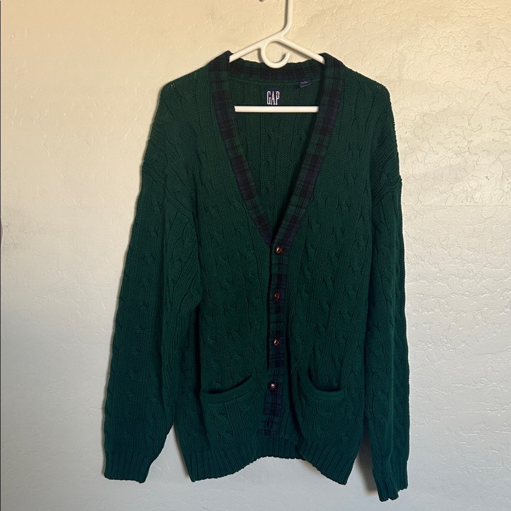 GAP Men's Forest Green Cardigan Sweater